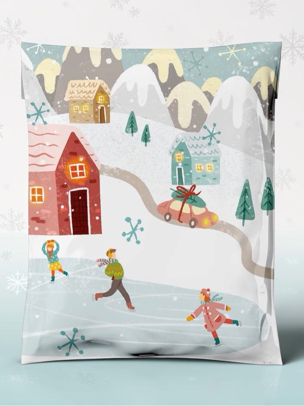 Holiday Winter Village Poly Mailers 10”x13”- 15ct